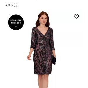 Plus sized Alluring Navy over Rose Gold Lace mid length dress.
